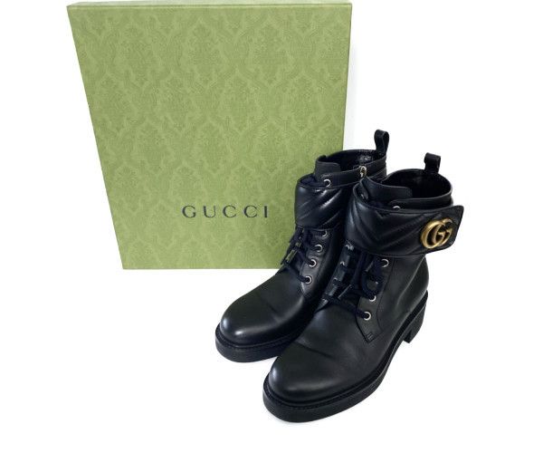 美品＊現行モデル＊GUCCI グッチ ダブルG付き ウィメンズ アンクルブーツ 37 670397 - メルカリ