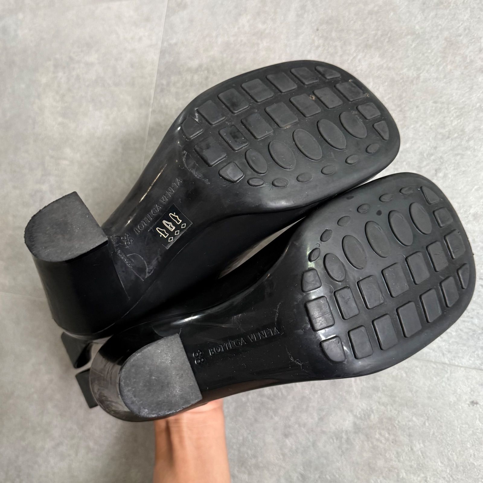  BOTTEGA VENETA ボッテガヴェネタ レインショートブーツ 38 25 cm ブラック 保存袋 きラバーブーツ ラバーブーティー 長靴 レインブーツ 長靴 レインシューズ