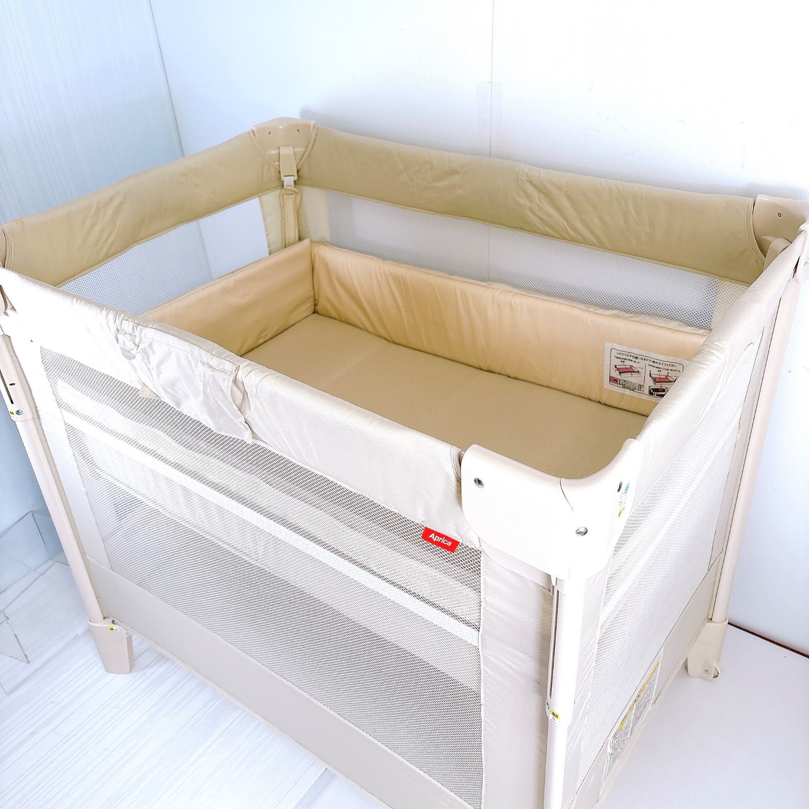Aprica ココネルエアー ベビーベッド 折りたたみ式 軽量 コンパクト 取扱説明書付