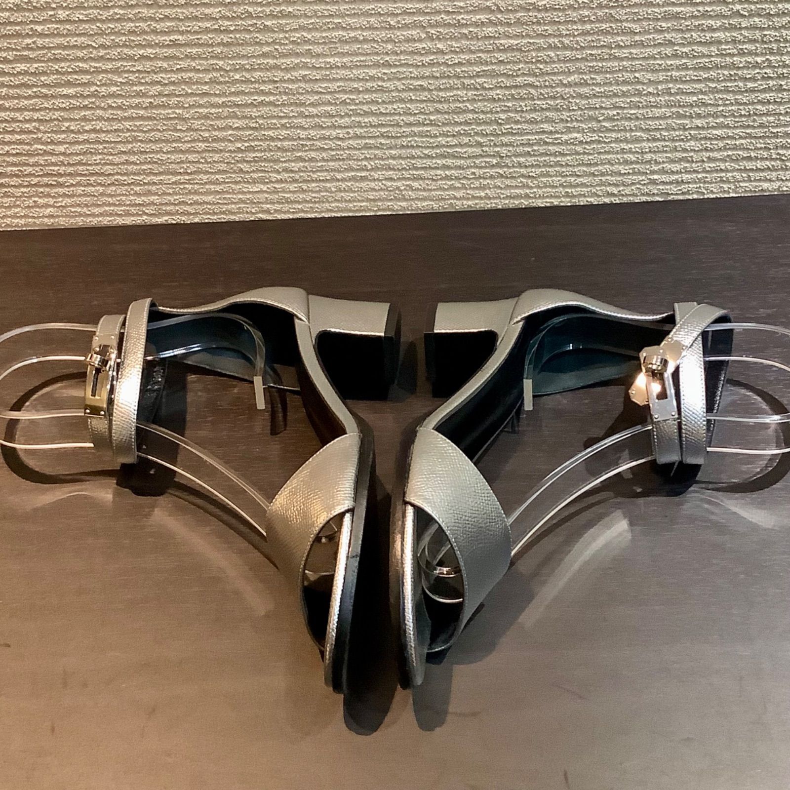 エルメス HERMES ケリーストラップ サンダル マネージュ シルバー 36