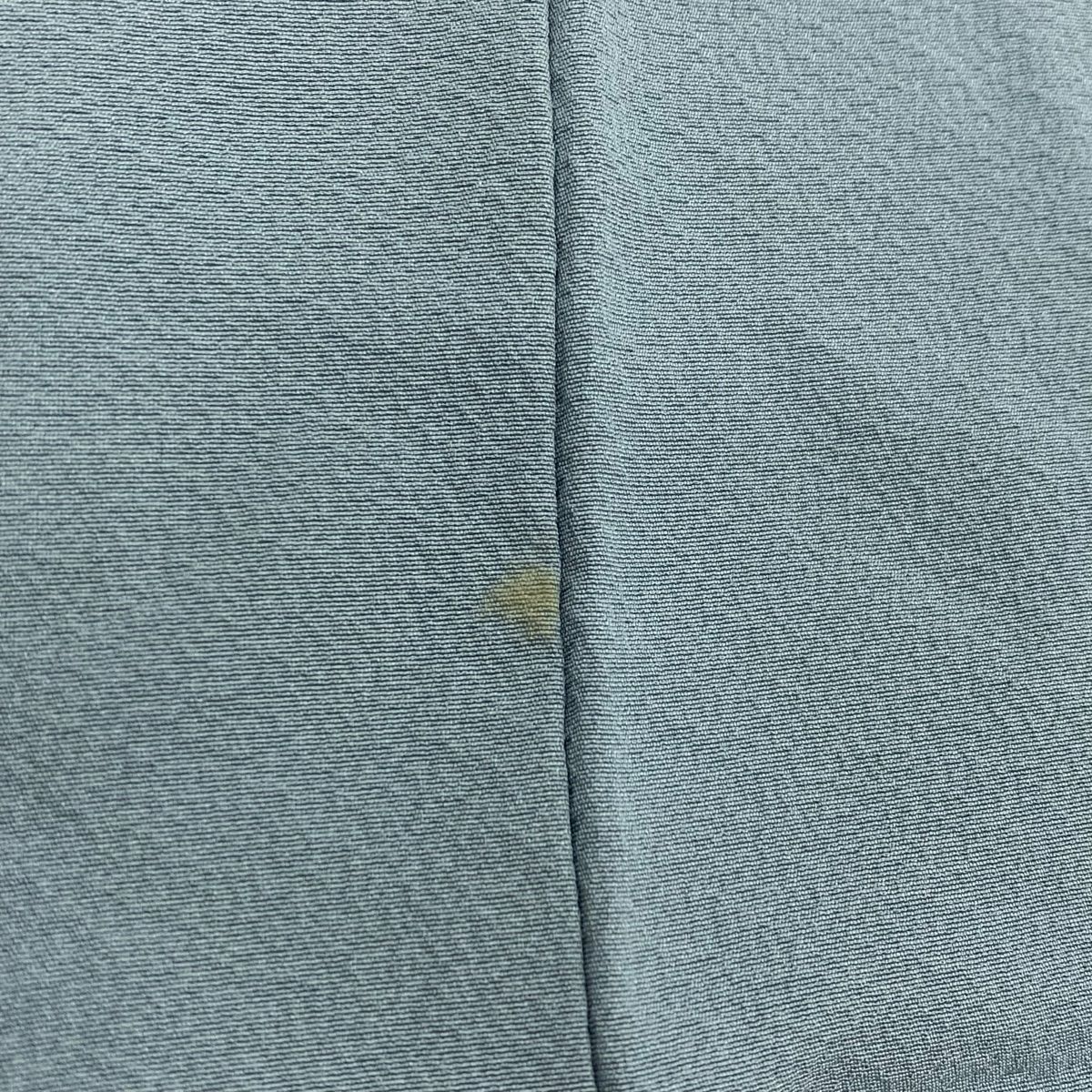 付下げ 身丈151cm 裄丈62cm S 袷 百貫達雄 落款 枝花 青灰色 正絹 名品  