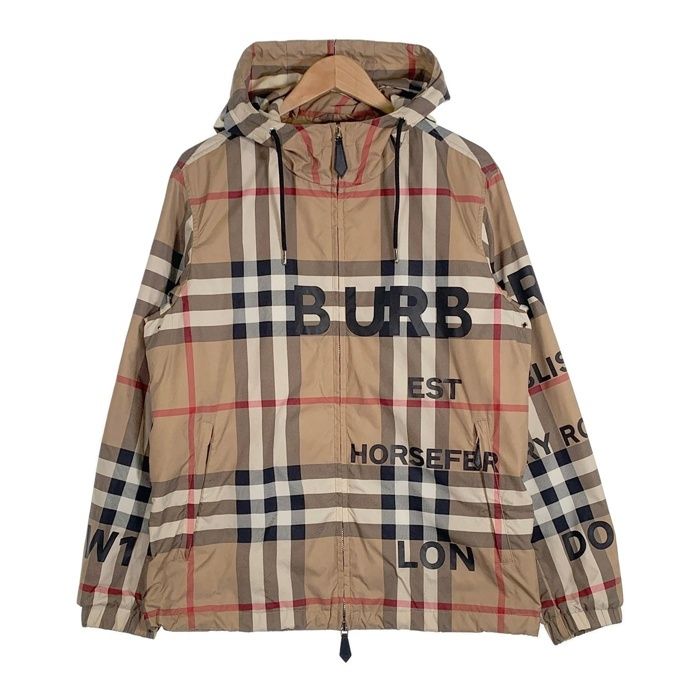 BURBERRY LONDON ENGLAND バーバリー HORSE FERRY PRINT CHECK NYLON HOODED JACKET ノバチェック ナイロンジャケット ベージュ 8050282 Size M