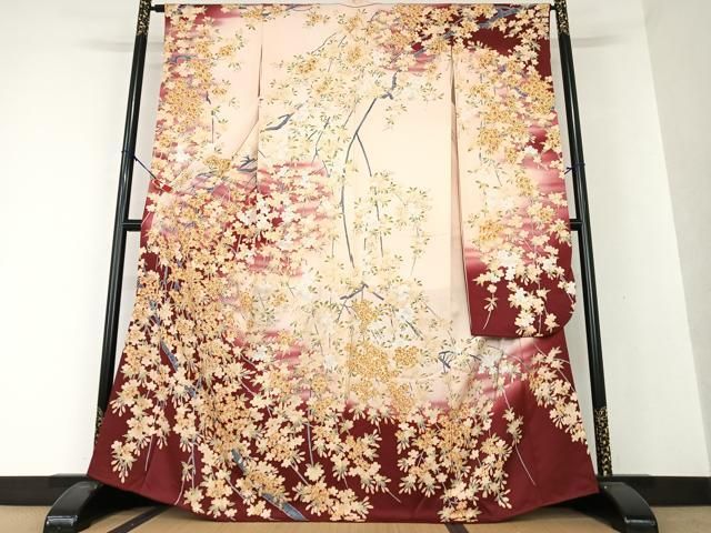 平和屋着物○豪華振袖 枝垂れ桜 暈し染め 正絹 逸品 AAAW9336zg