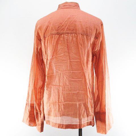 グッチ GUCCI 140271 ZL020 長袖 シャツ ブラウス 38 オレンジ 無地 レースアップ サイドスリット 透け感 イタリア製 レディース グッチ GUCCI 140271 ZL020 長袖 シャツ ブラウス 38 オレンジ
