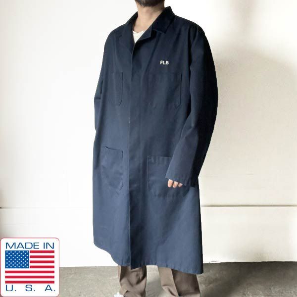 USA製 RED KAP 企業物 両面刺繍入り ショップコート 紺系 48-RG XL程度 レッドキャップ ネイビー アメリカ製 D151-17-0011ZVW