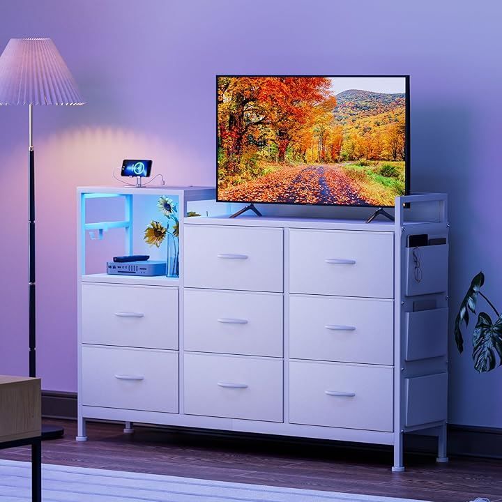 IKIFLY チェスト収納 タンス 棚付き 箪笥 リビング収納 ワイドチェスト