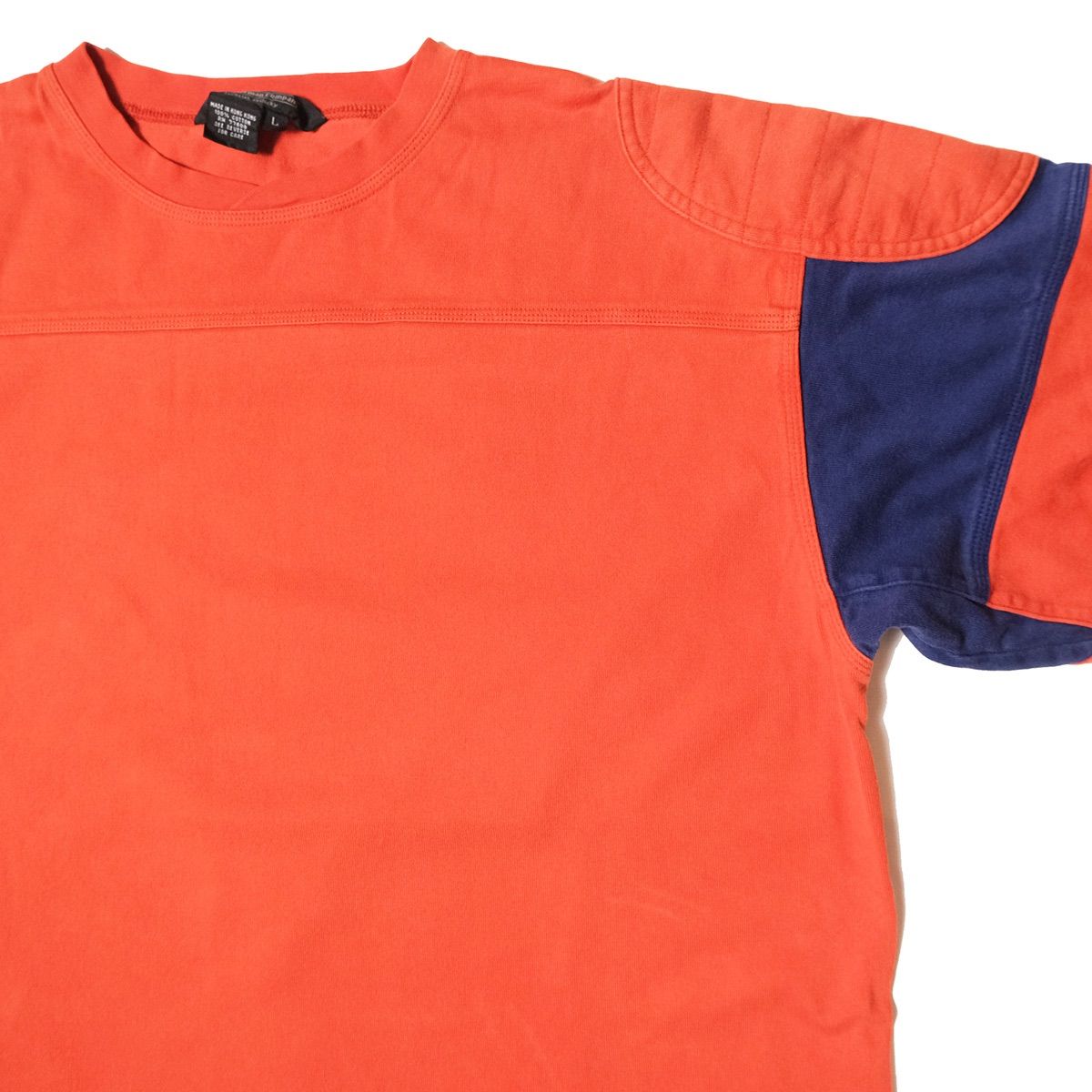 90's J.Peterman Company フットボール Tシャツ (L) オレンジ×青系
