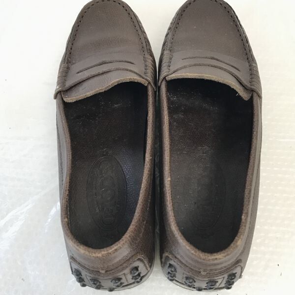  TOD S トッズ 本革 コインローファー 35.5 22.5-23.0 茶 BROWN スリッポン モカシン ビジネス dress shoes C-128 ローファー 革靴 靴