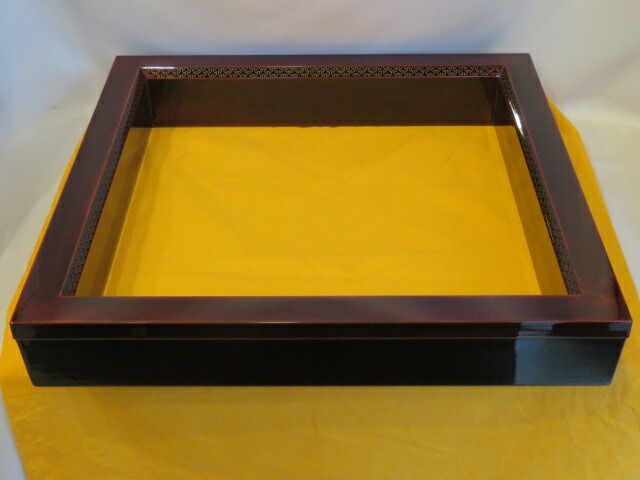 十月◆特売品 輪島塗 前志芸男作 面独楽継絵沈金 溜塗炉縁 茶道具 税込 送料込