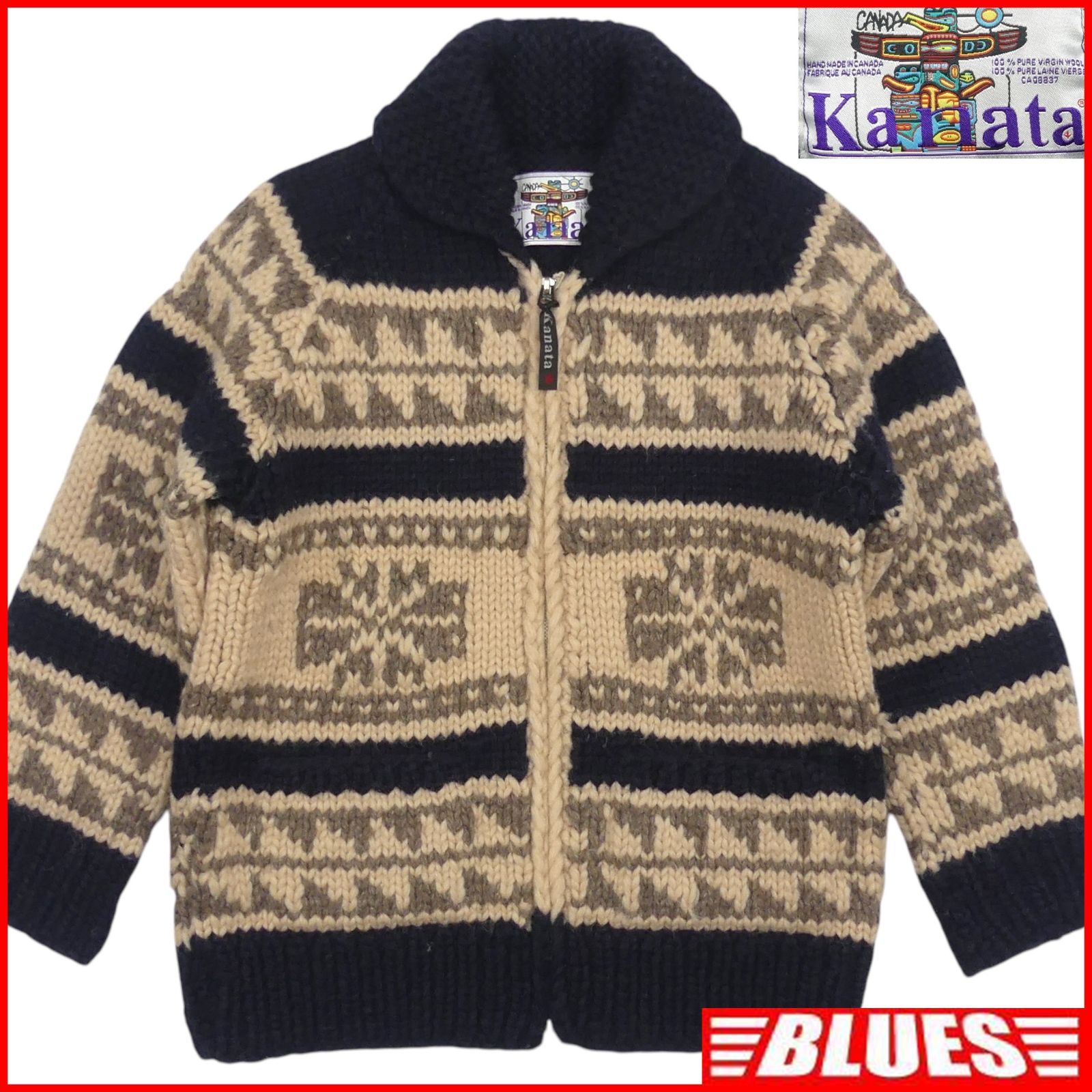 カウチン セーター kanata ニット XL カナダ製 カナタ 紺 販売
