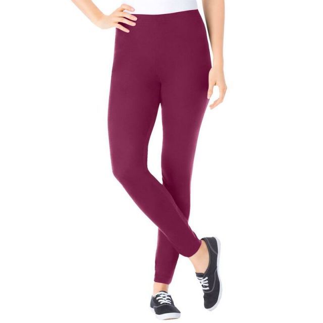 【送料無料】 ウーマン ウィズイン レディース カジュアルパンツ ボトムス Woman Within Women's Plus Size Stretch Cotton Legging Deep Claret