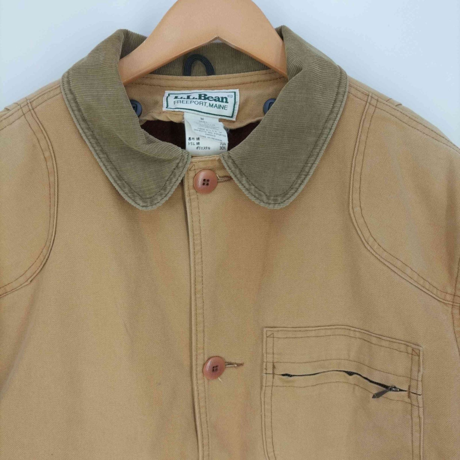 エルエルビーン L.L.Bean 80S USA製 チェックライナー付き 襟 