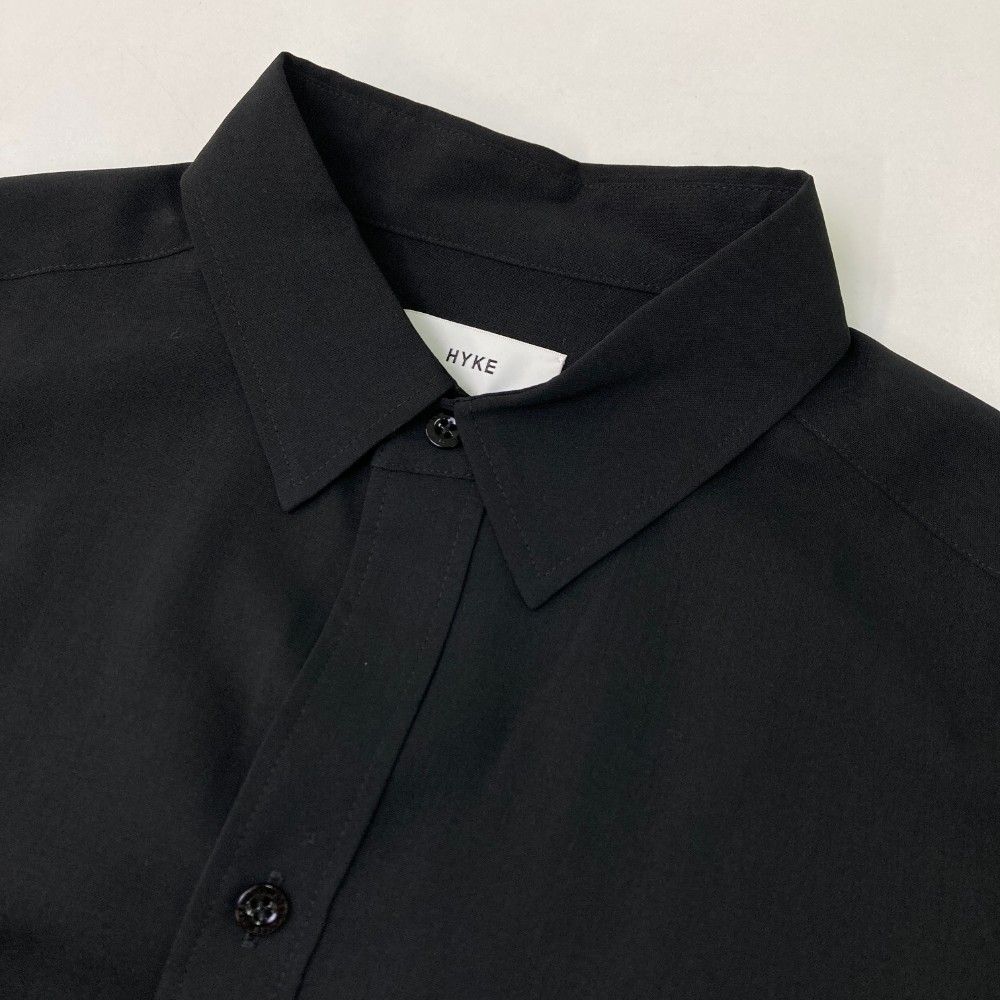 HYKE ハイクブラック長袖シャツワンピース
