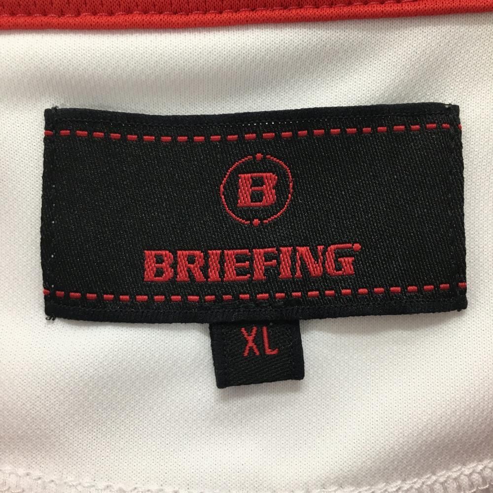 BRIEFING ブリーフィング　白で背中にロゴテープが付いた半袖ポロシャツ L BRIEFING ブリーフィング 白で背中にロゴ入りテープが付いた半袖