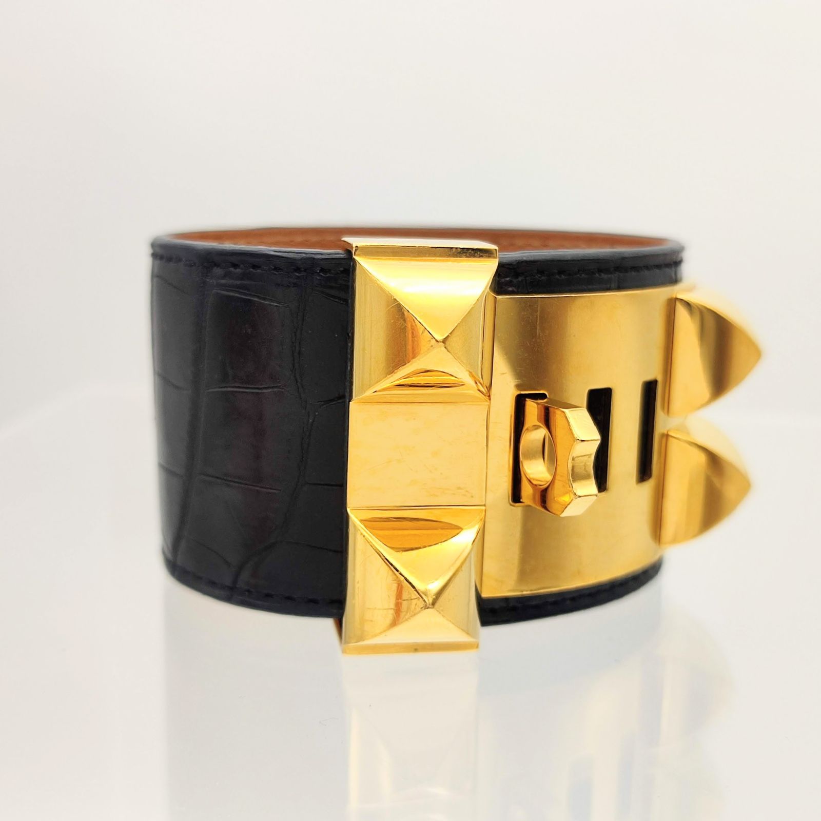 ファッション特集 美品】HERMES エルメス コリエドシアン アリゲーター ブラック アクセサリー