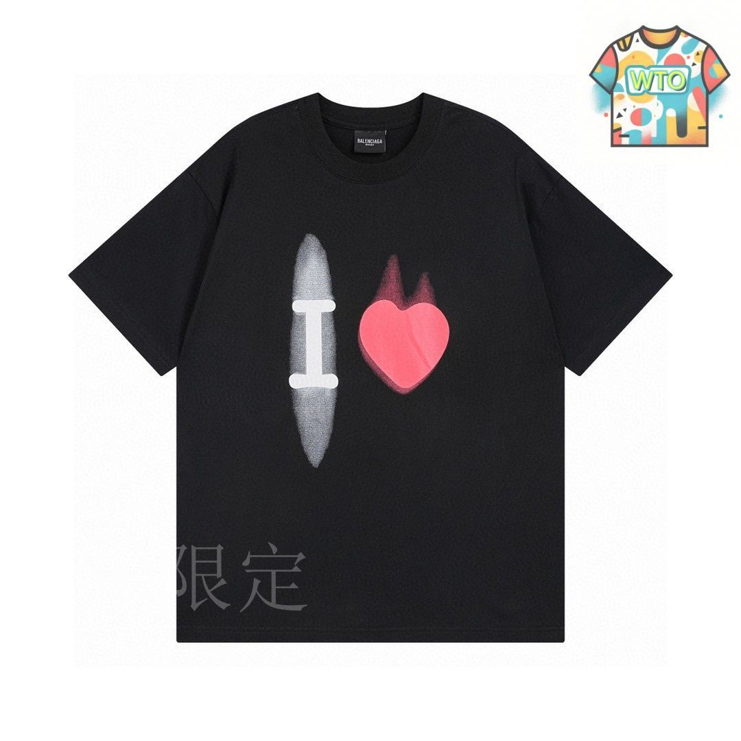 今日特価】BALENCIAGA 愛心グラフィック刺繍 T シャツ-WTO輸入