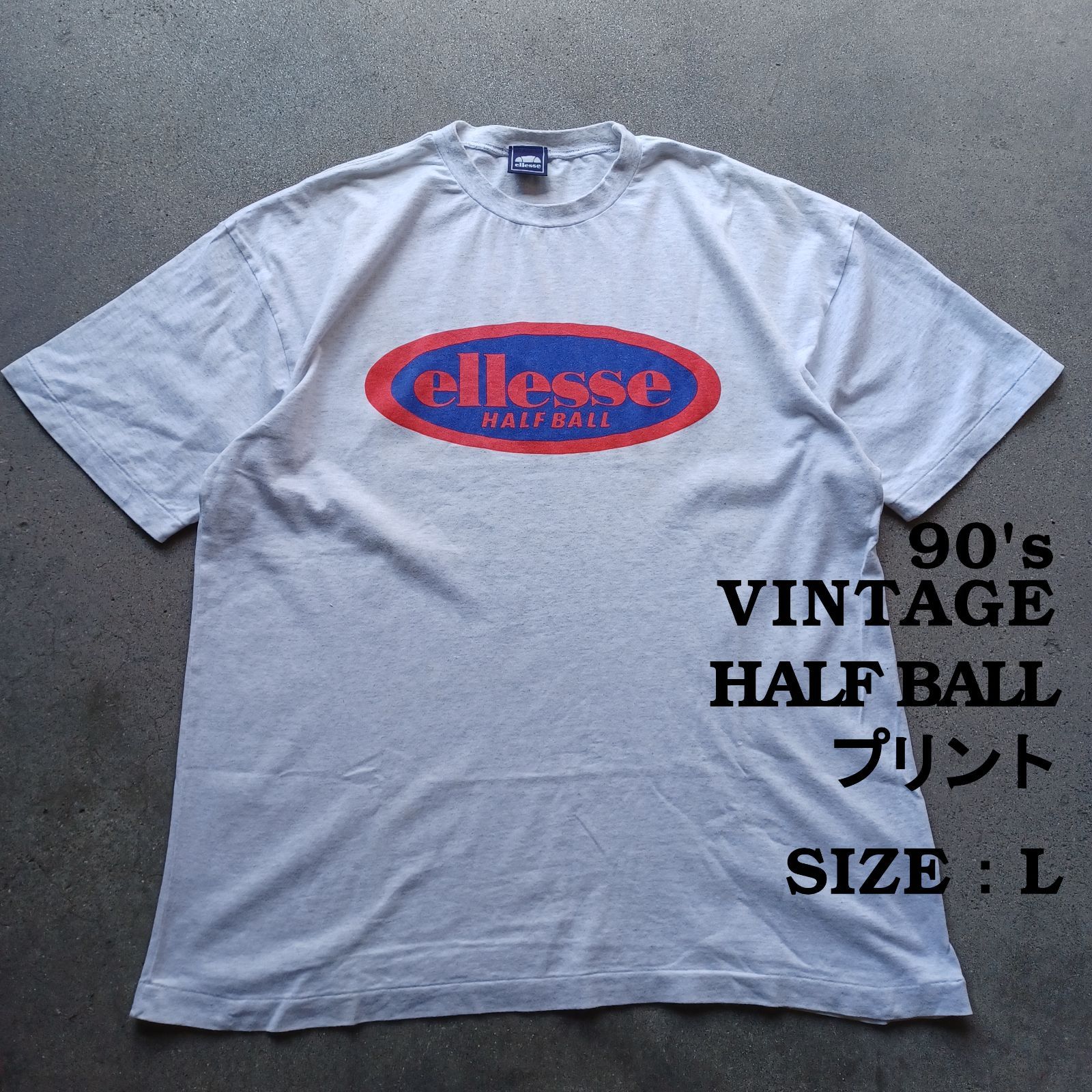 VINTAGE 】90's ellesseエレッセ HALF BALLプリントT-Shirts - メルカリ