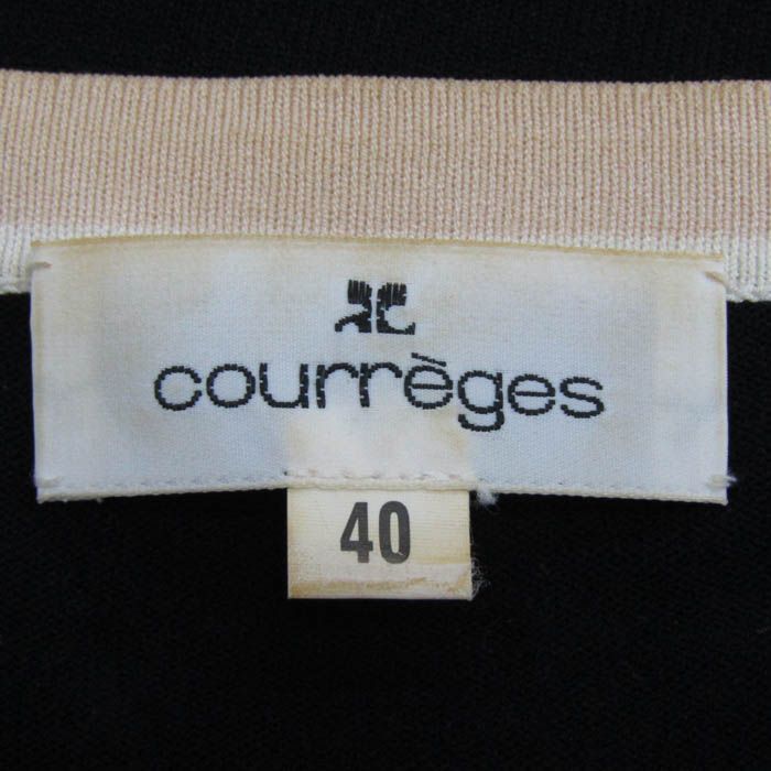 クレージュ ニット 長袖 クルーネック 総柄 ウール トップス レディース 9Rサイズ ピンク系×ブルー系 courreges Courreges - クレージュ ニット 長袖 クルーネック 総柄 ウール