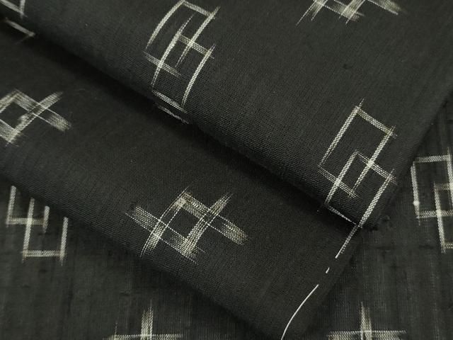 平和屋着物 上 夏物 紗紬 絣柄 黒地 ♥ DZAA9944kh5