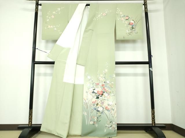 平和屋着物○訪問着 友禅 作家物 草花文 暈し染め 正絹 逸品  