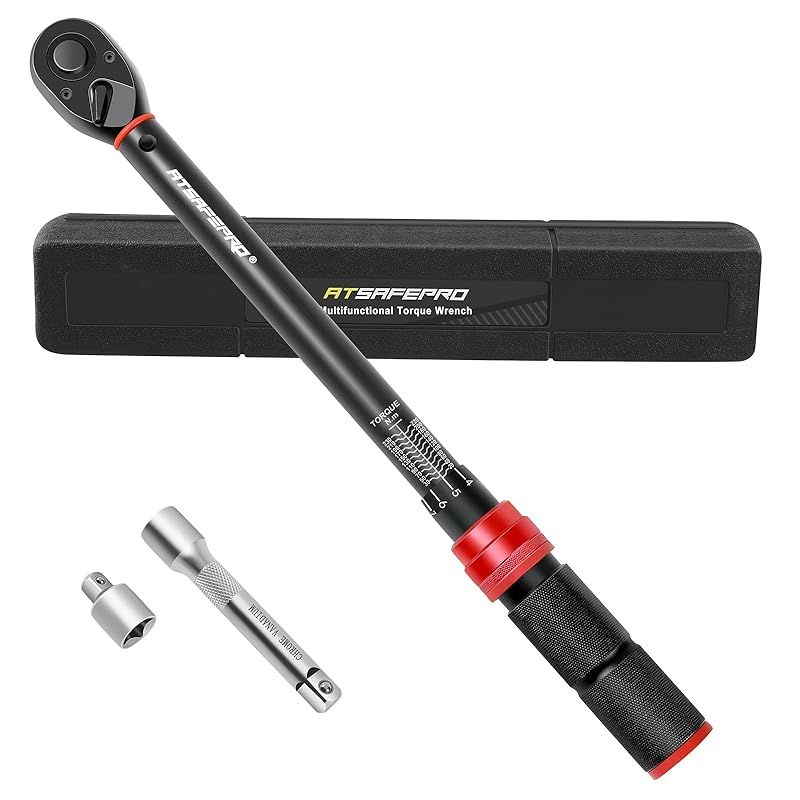 ATsafepro トルクレンチ 車12.7mm(1/2インチ)20-230 Nm・3/8''アダプター付き、車両用・バイク用・トラック用、± ...