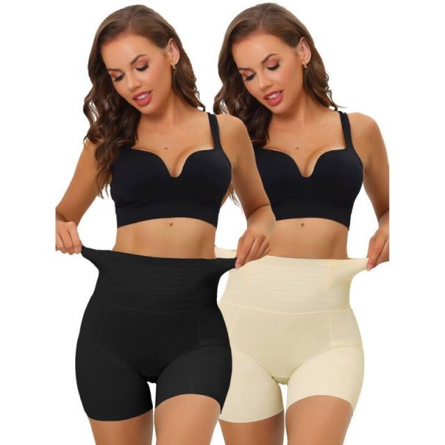 【送料無料】 アレグラ ケー レディース カジュアルパンツ ボトムス 2packs Women's High Waisted Shapewear Boyshort Tummy Control Panties Black White