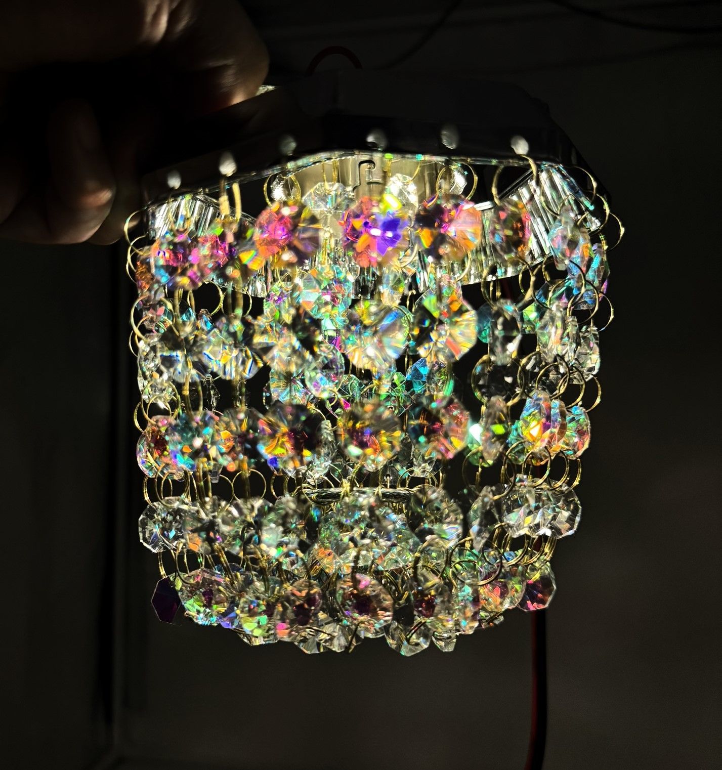 リンゴ型風シャンデリア 12 24V共用 軽トラや乗用車の天吊り用にちょうどいいサイズ♪ 電球色