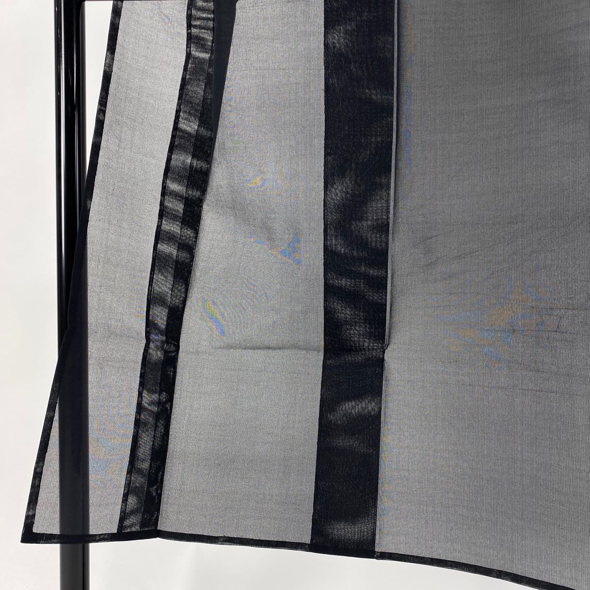 男着物 身丈141cm 裄丈67.5cm M 薄物 置賜紬 白たか上布 証紙 濃紺 正絹 名品