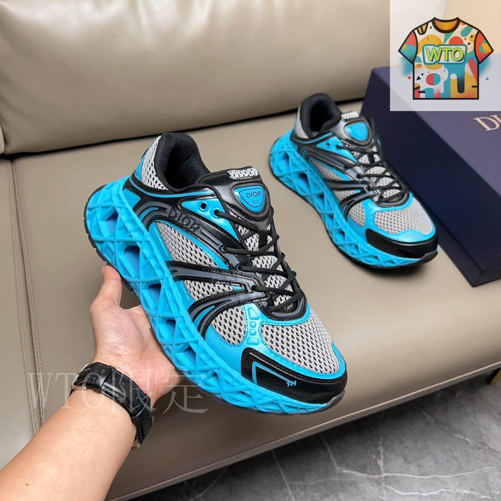 ネオンカラー【限定品】DIOR B35 NXXT スニーカー B35 NXXT Sneaker – LIMITED AND NUMBERED EDITION Neon Blue