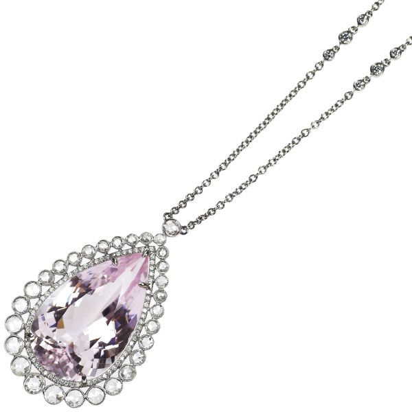 新品pt950モルガナイト2.56ctダイヤモンドペンダントネックレス ティファニー Pt850/ Pt950 モルガナイト ローズカットダイヤモンド