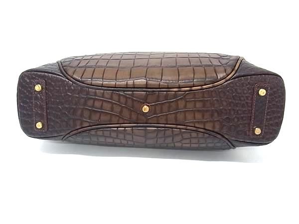 ■極美品■COCOCELUX GOLD ココセリュックスゴールド クロコダイル型押しレザー 2WAY クロスボディ ワンショルダーバッグ  FP4828 □極美品□COCOCELUX GOLD ココセリュックスゴールド クロコダイル型