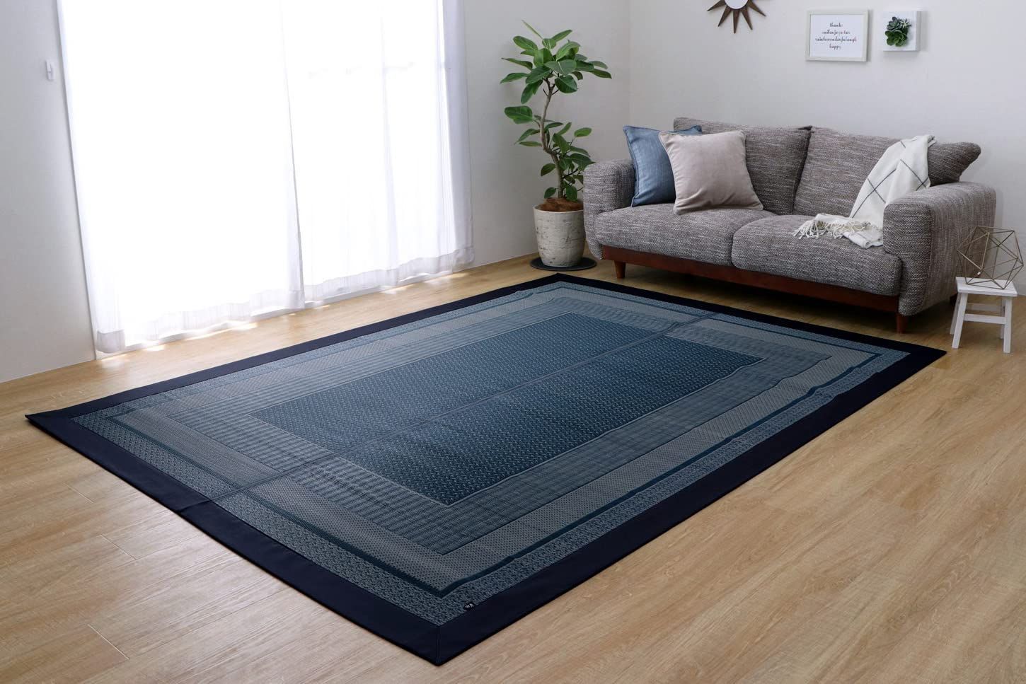 【数量限定】DXランクス カーペット ラグ 約176×230cm い草 ネイビー 国産 裏付き#8239010 イケヒコ