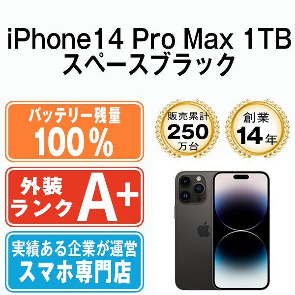 バッテリー100% 【中古】 iPhone14 Pro Max 1TB スペースブラック SIM ...