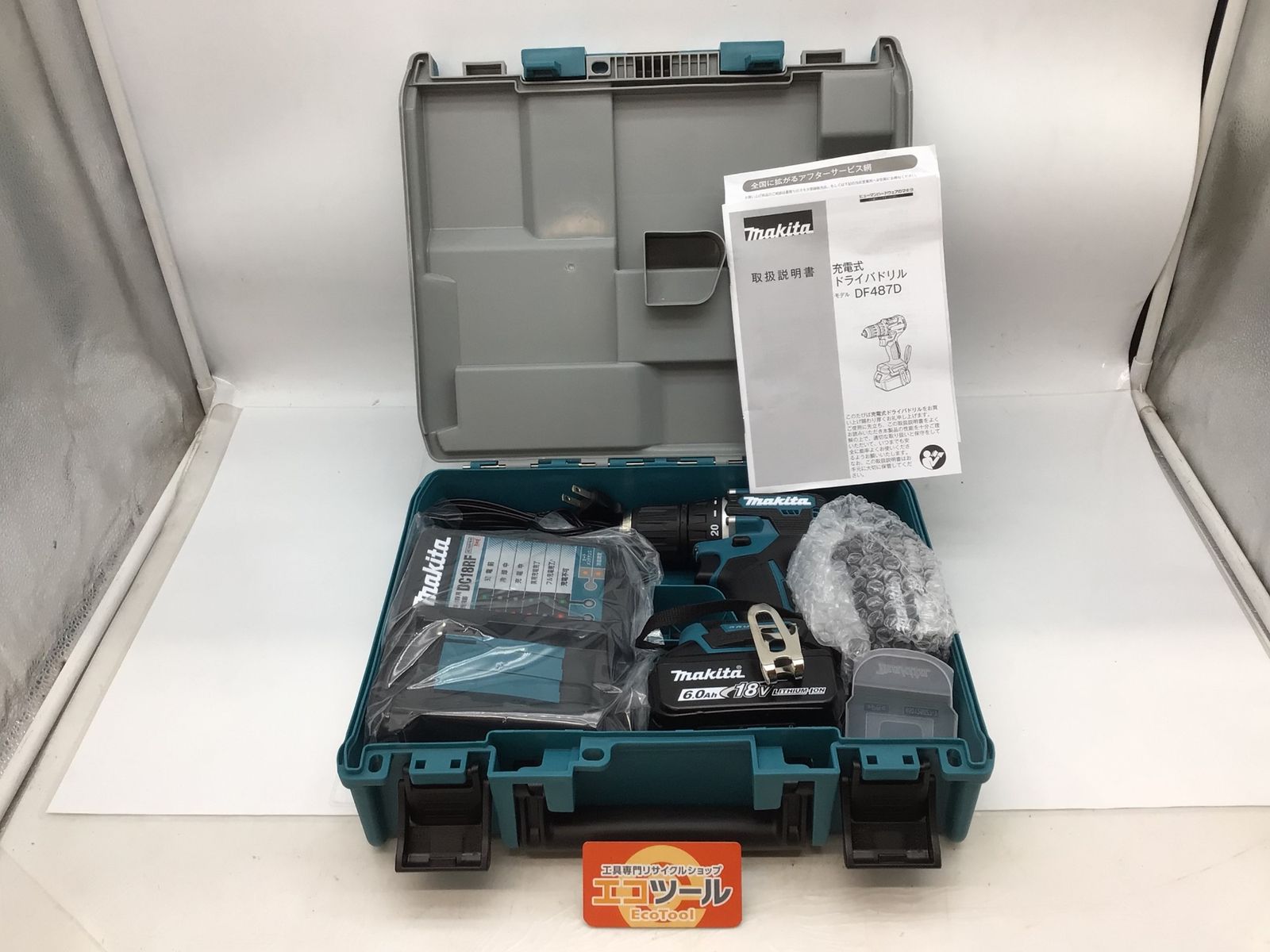♥ Makita|マキタ 充電式ドライバドリル 18V6Ah バッテリ2本 充電器 ケース付 DF487DRGX IT15YJ1F4Q9G エコツール知立店 M02