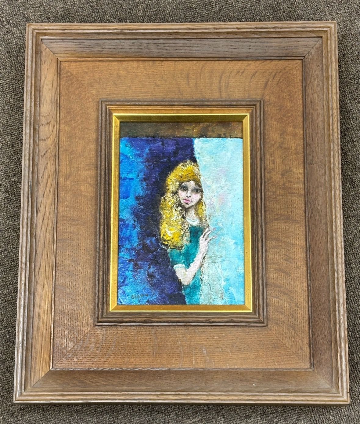 直筆サインあり 絵画 油絵 真作保証】田崎広助「朱富士」油彩0号 直筆サイン 裏書き シール