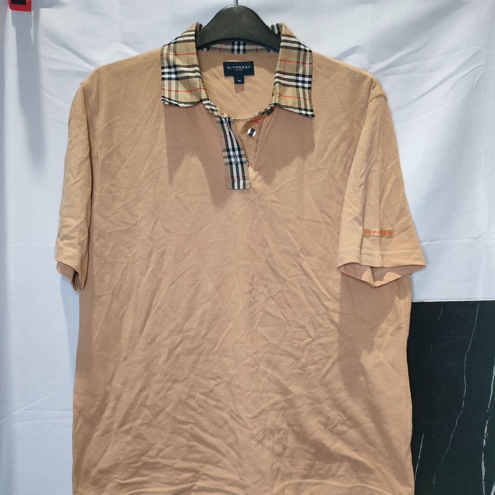 20【美品】BURBERRY GOLF バーバリートップス ポロシャツ Mサイズ 半袖