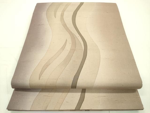 平和屋着物●全通柄袋帯　紬地　よろけ縞　正絹　逸品　DAAR0708fe 平和屋着物○全通柄袋帯 紬地 よろけ縞 正絹 逸品 DAAR0708fe