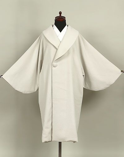 eha3236 新入荷 アンゴラ６０％ へちま衿和装用 ロングコート シルバーホワイト