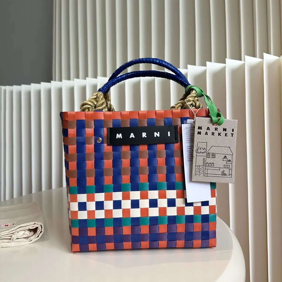 新品 MARNI マルニ かごバッグ ピクニックバック モザイクグリーン - メルカリ