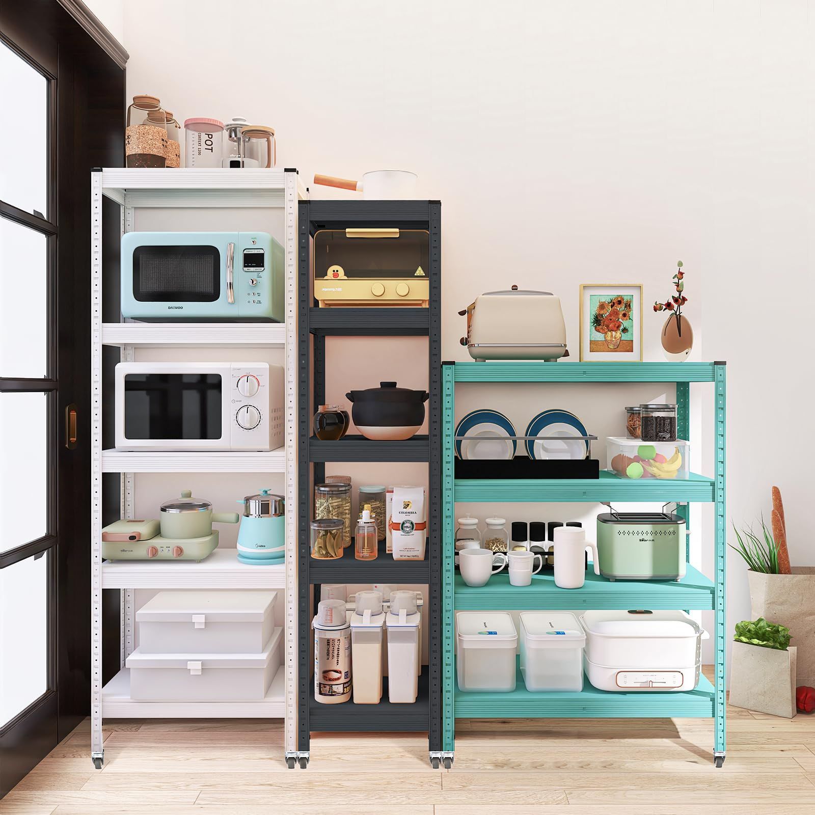 耐荷重120kg 段 3段 メタルラック 幅60cm キャスター付き ホワイト スチールラック 幅60×奥行40×高さ80cm Umimileラック TALLINNNEXPO_COM