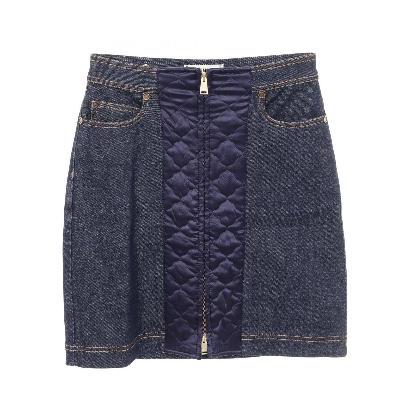 フェンディ FENDI スカート ネイビー コットン スカート レディース Used A