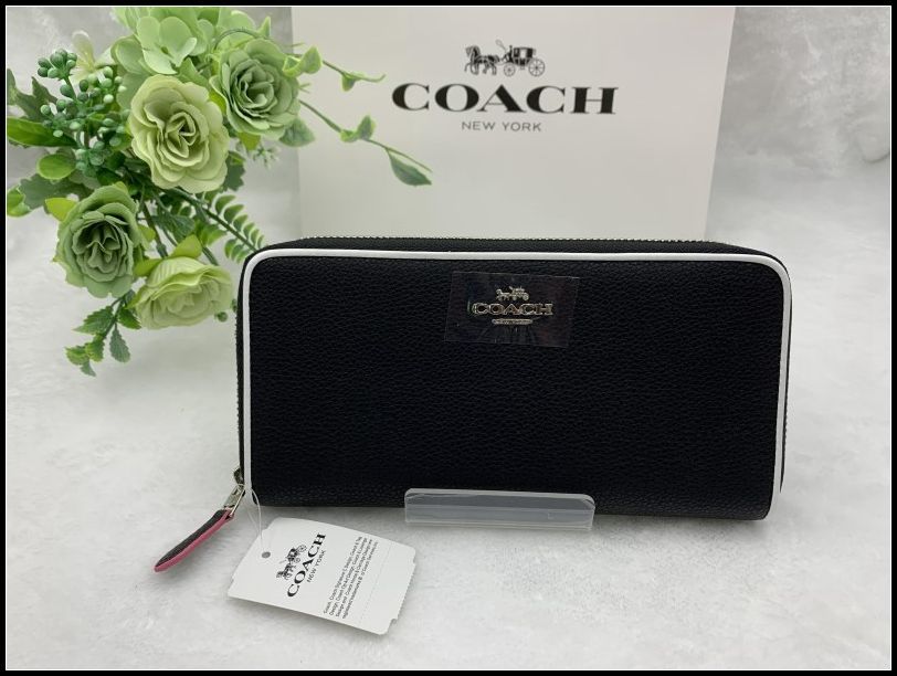 COACH 長財布 コーチ 財布 シグネチャー アコーディオン ウォレット プレゼント 贈り物 ギフト 誕生日 記念日 ラウンドファスナー ロング ジップ ファッション メンズ ブラック 黒 新品 未使用 F12585 C167Z-X1