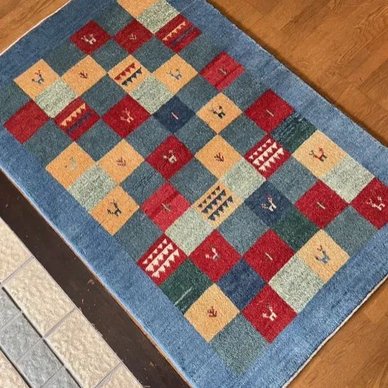 ギャッベ カシュクリ ペルシャ 玄関マット ラグ サイズ81×126㎝