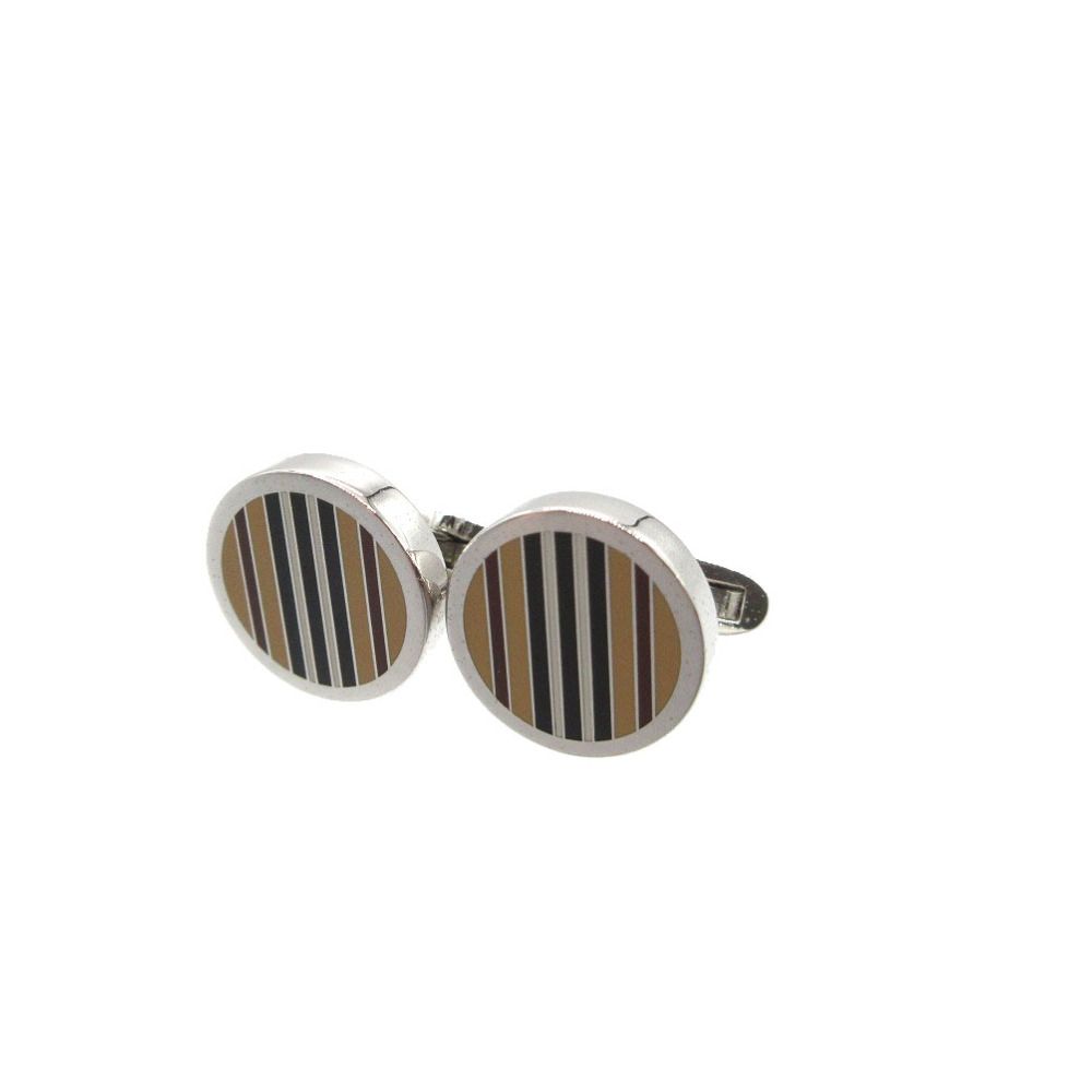 バーバリーブラックレーベル カフリンクス ストライプ サークル カフス メタル ベージュ|ブラック|レッド 0531 BURBERRY BLACK LABEL