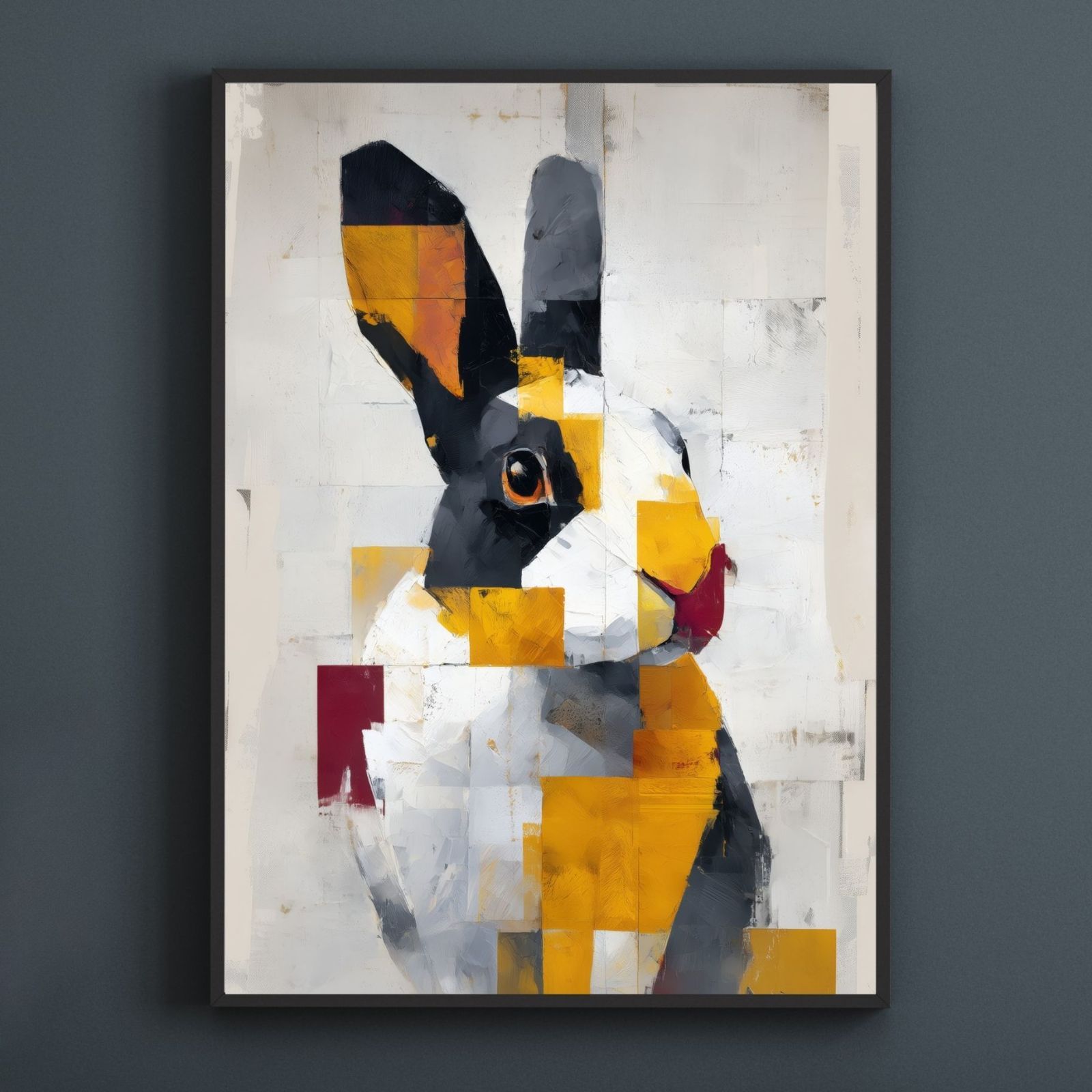 Color Symphony Netherland Dwarf Rabbit ネザーランド ドワーフ ラビット 兎 うさぎ 幾何学 抽象画 アート モダン 北欧風 インテリア うちの子記念日 ペットロス アートポスター 兎の絵 兎のイラスト