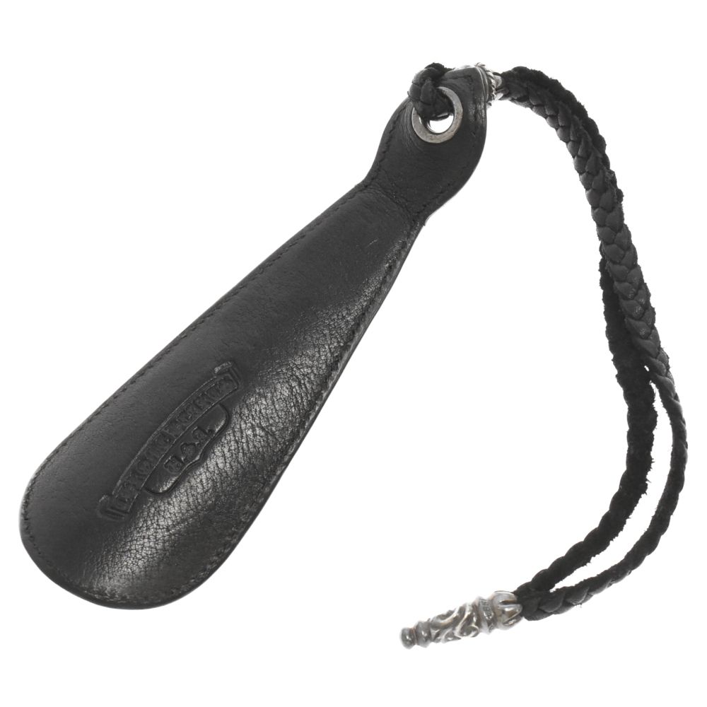 CHROME HEARTS (クロムハーツ) SHOE HORN SHORT2 LTHR シューホーン-ショート♯2 ブレイデッドストラップ 靴ベラ ブラック ※国内ギャランティ付き
