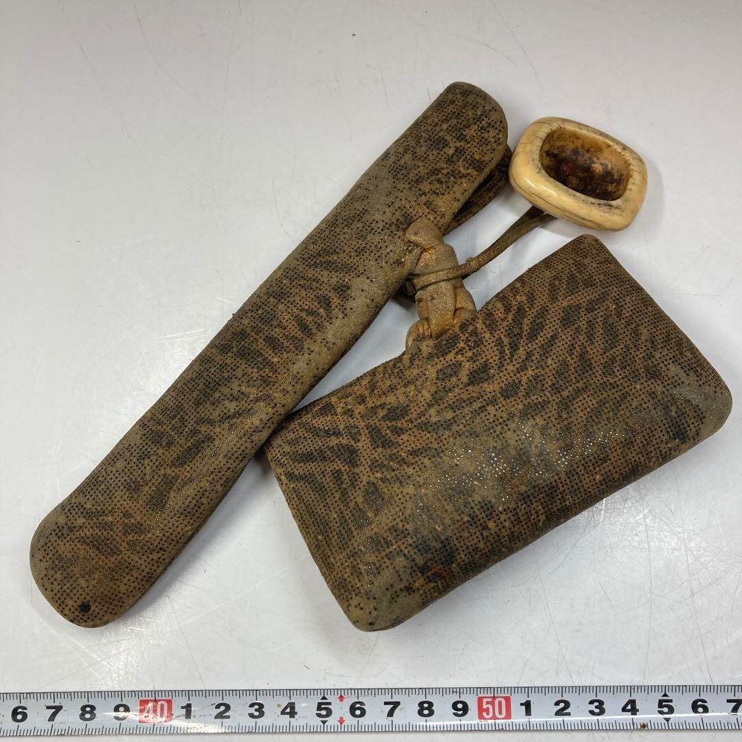 江戸時代 印伝革煙草入 上根付 144g 東Y5-0816 1Fタルカ WWW_KANDAIZUMI_COM
