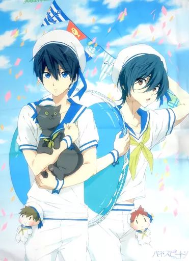 中古】タオル・手ぬぐい(キャラクター) 七瀬遙＆桐嶋郁弥 描き下ろし