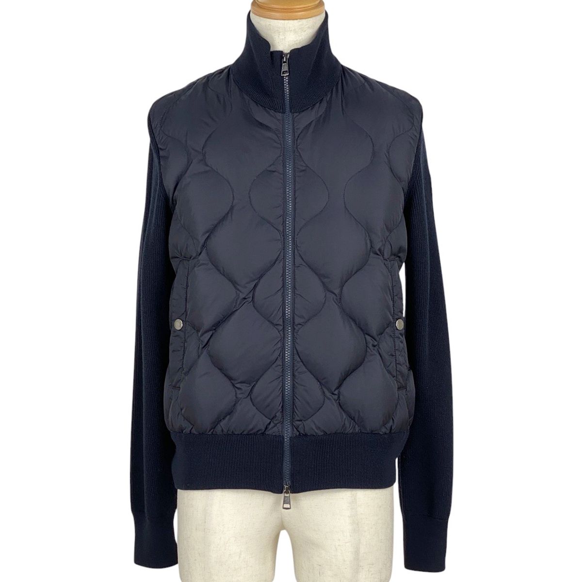 モンクレール MONCLER ニット切り替え ダウンジャケット キルティング 97551 アウター ダウンジャケット ネイビー メンズ