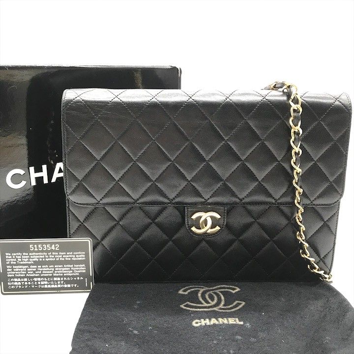 良品 CHANEL シャネル ココマーク マトラッセ ラムスキン プッシュロック チェーン ショルダー バッグ ブラック カバン 鞄 a8507 良品 CHANEL シャネル ココマーク マトラッセ ラムスキン プッシュ